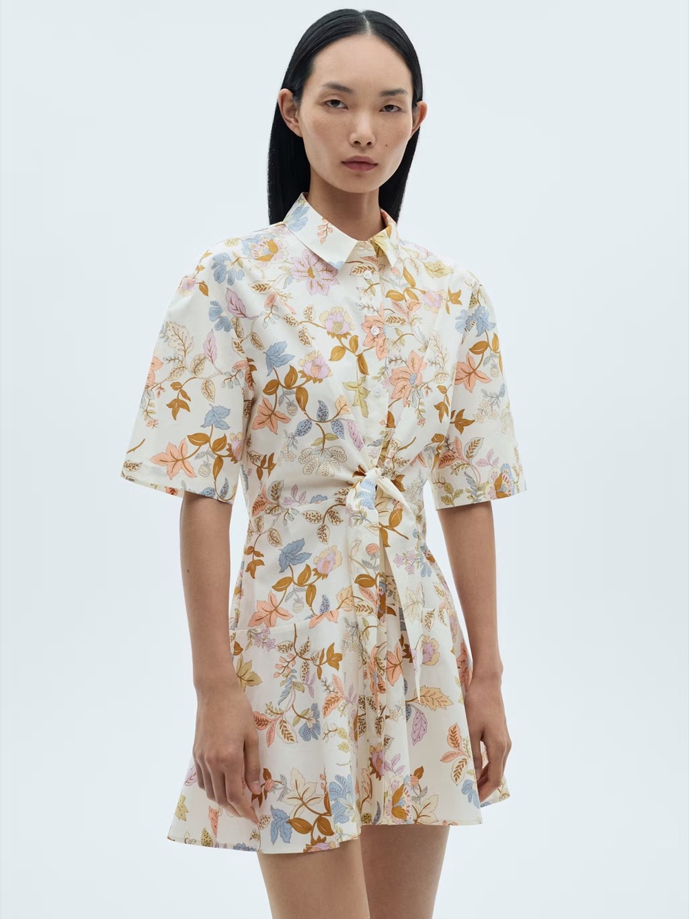 Mango Floral print dress with knot NWT